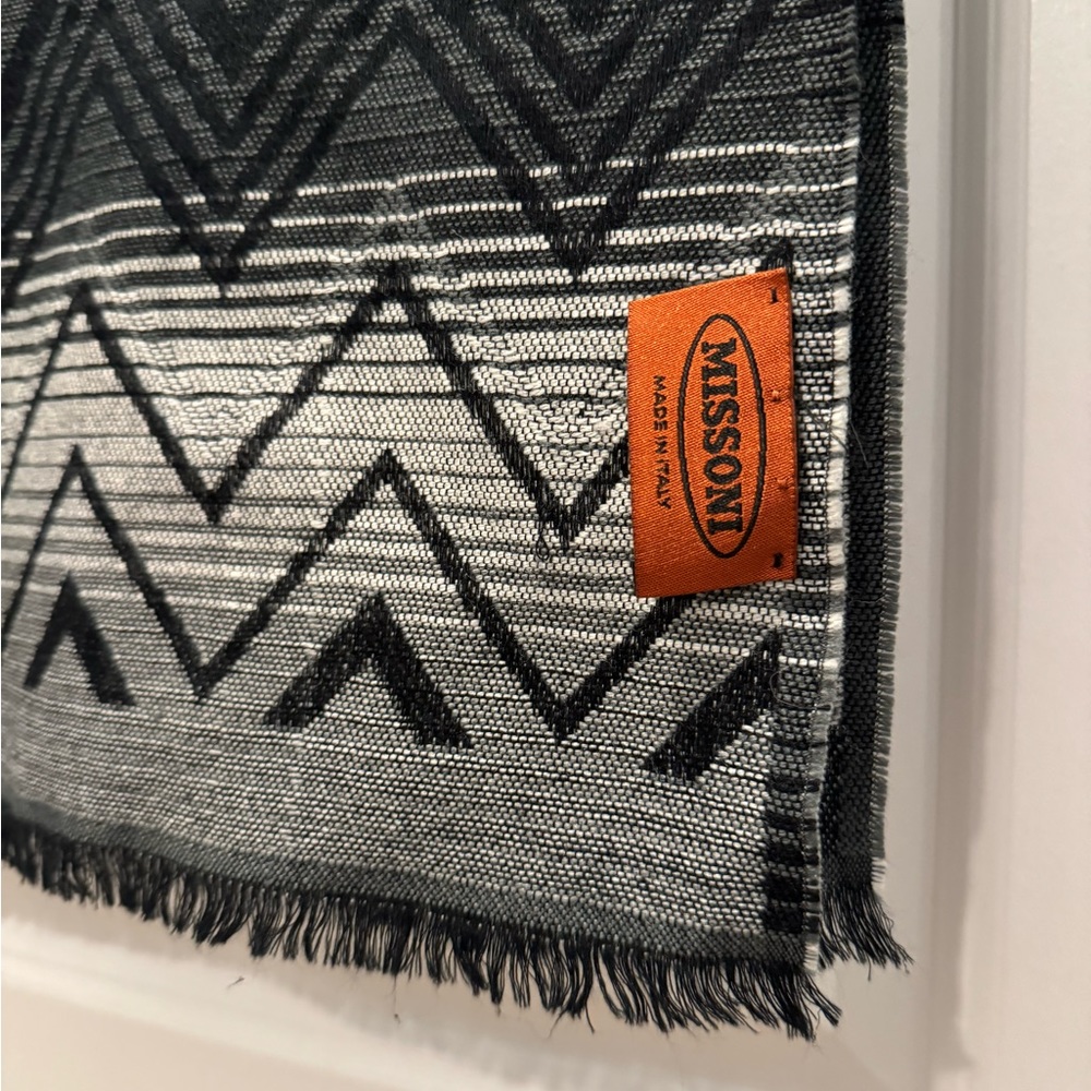 Missoni Scarf Long Black Gray Authentic Fringe
